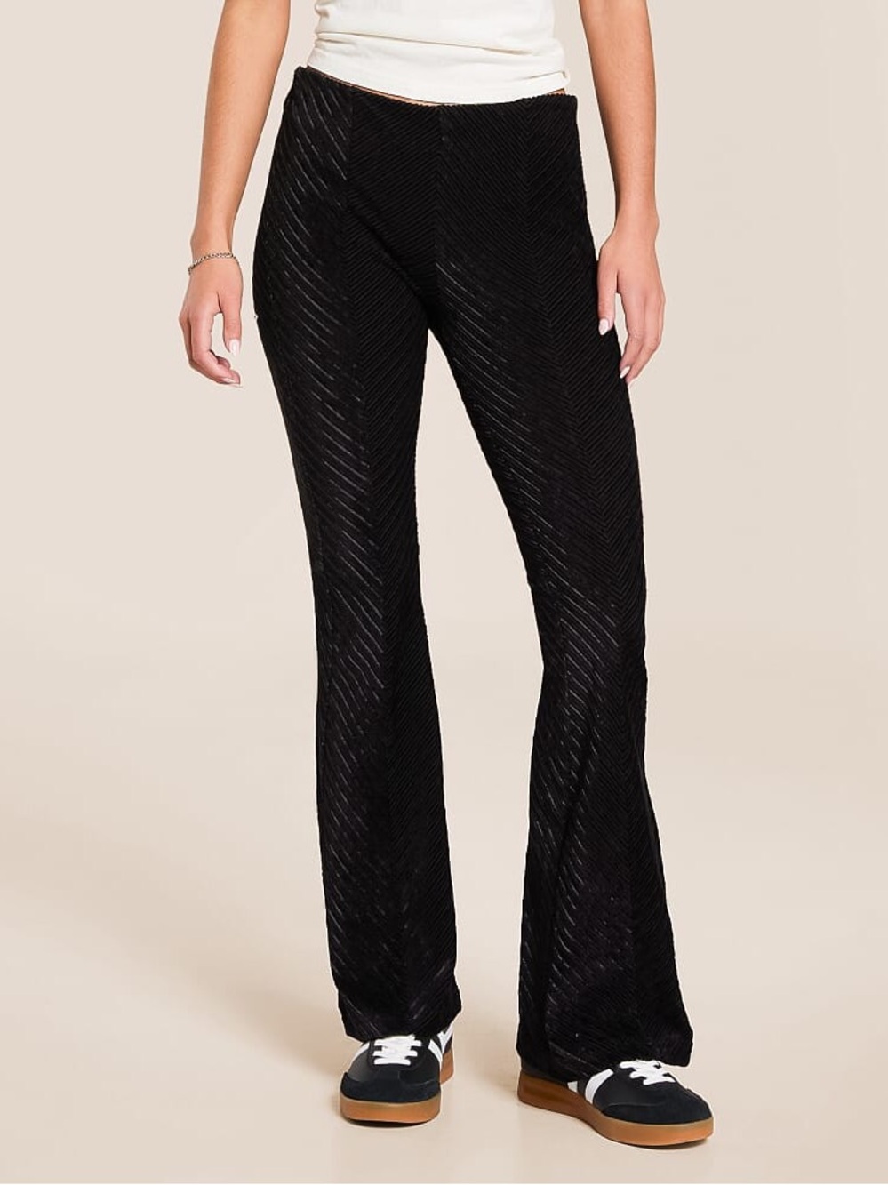 Free People Penny Pull-On Velvet Flare Pants Black Small Low Rise Y2K